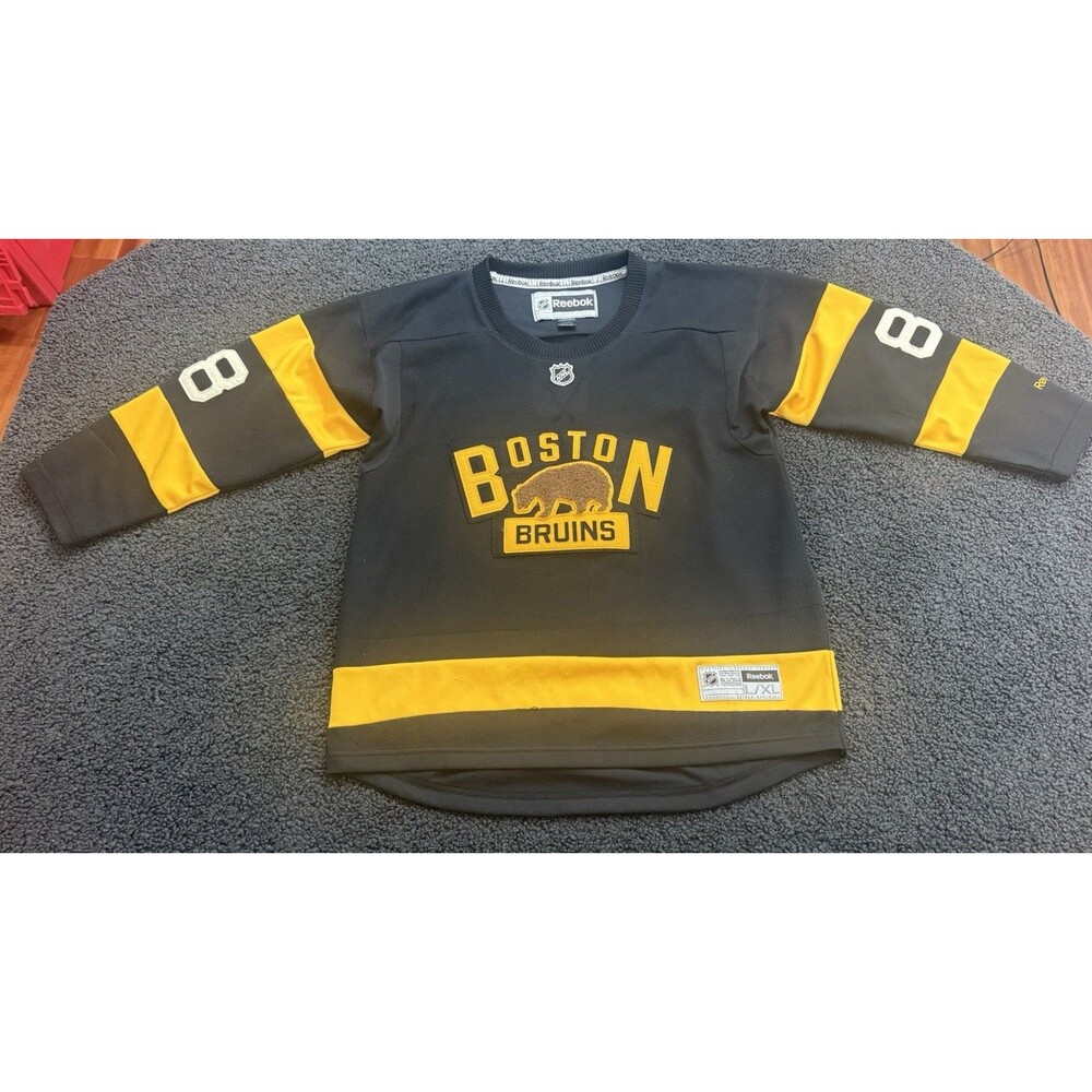 Boston Bruins Youth L/XL Reebk Jersey - David Pastrnak #88 - Black/Gold